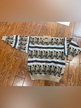Vintage Wool Patterned Mockneck Sweater